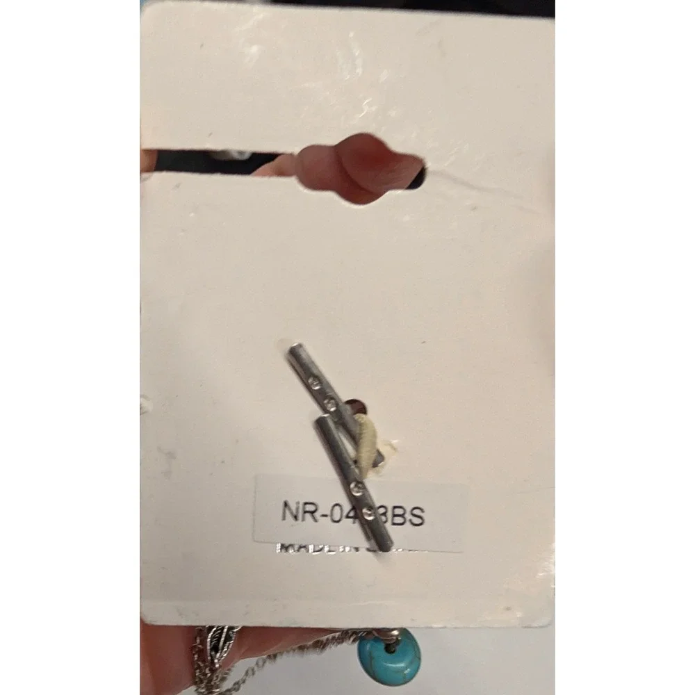 New w Tag Slave 3 Ring Set Silver Tone Faux Turquoise Feather Chain Twist Boho